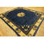 Tapis en laine noué à la main à motif de médaillon floral bleu antique