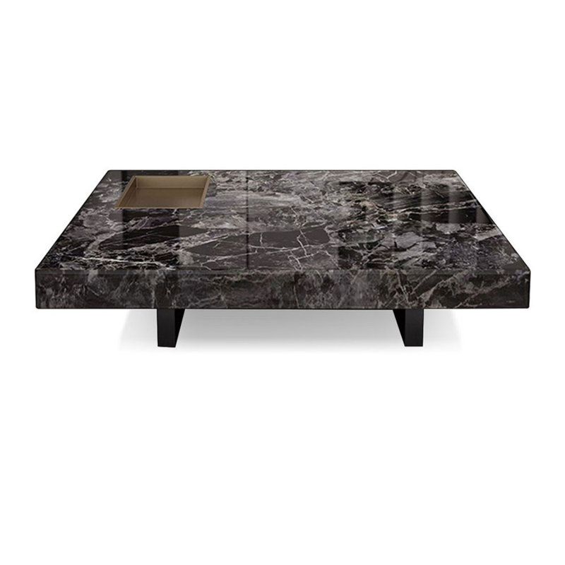 Table basse carrée en acier inoxydable, H 11,81 po x L 47,24 po x l 47,24 po