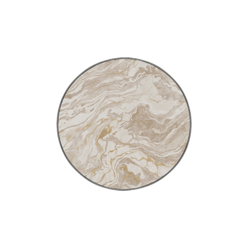Machine Washable Gray Area Rug, Round 3'