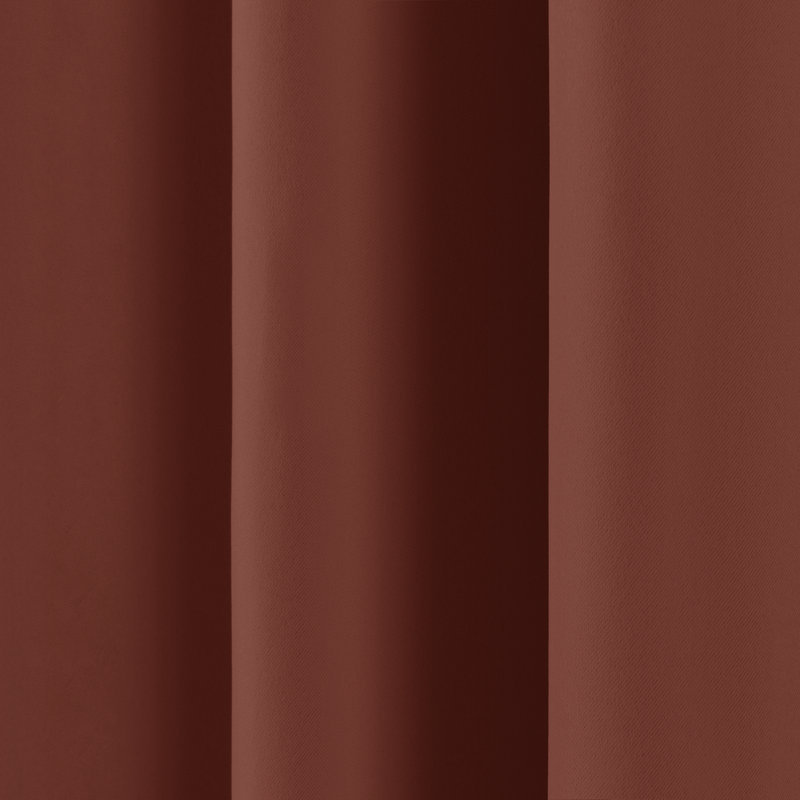 Bantam Solid Blackout Thermal Rod Pocket Curtain Panels, 52" W x 96" L, Chestnut
