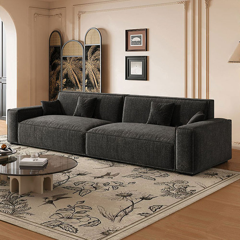 Canapé modulaire en chenille noire, H 28,35 po x l 102,36 po x P 39,37 po, 3