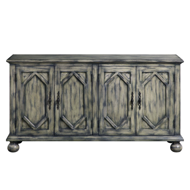 Rustic Gray Finish Console Cabinet