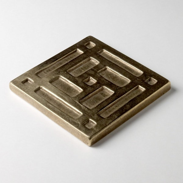 3" x 3" Metal Grid Decorative Tile Insert, Traditional Bronze