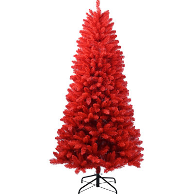 Arbre rouge de 4 pi, 456 pointes denses, branches articulées pour une installation sans tracas, support en métal, support des Fêtes accrocheur pendant la saison