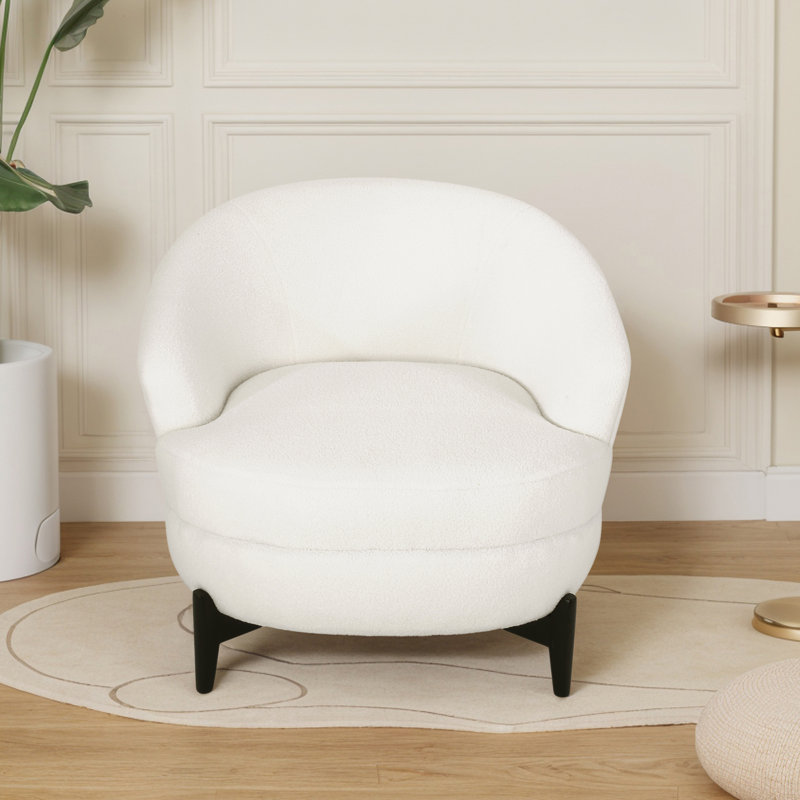 Fauteuil d'appoint rembourré l 32,48 po, Boucle blanc