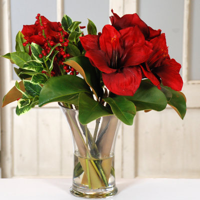 Fabric Amaryllis Arrangement in Vase