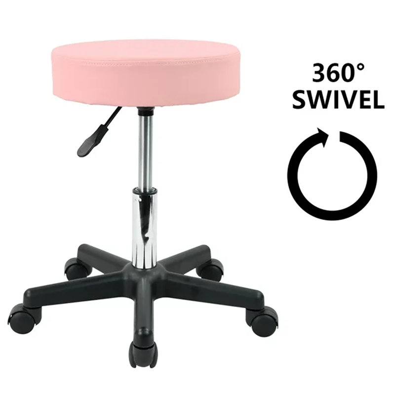 Tabouret de laboratoire rond réglable en hauteur en similicuir, Rose