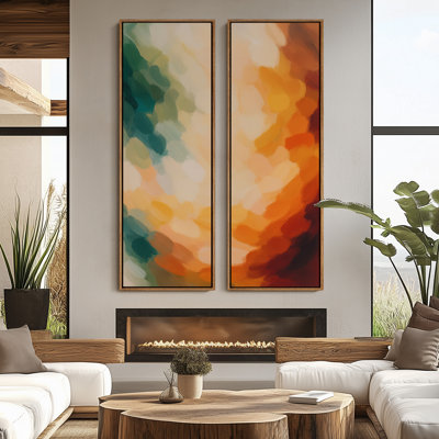 «Vintage Landscape Wall Art», ensemble de 2 toiles encadrées 20 x 60 pouces