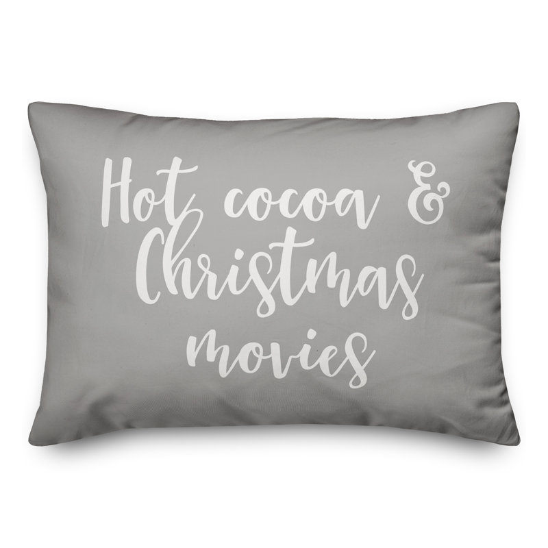  Hot Cocoa and Christmas Movies Lumbar Pillow, Gray