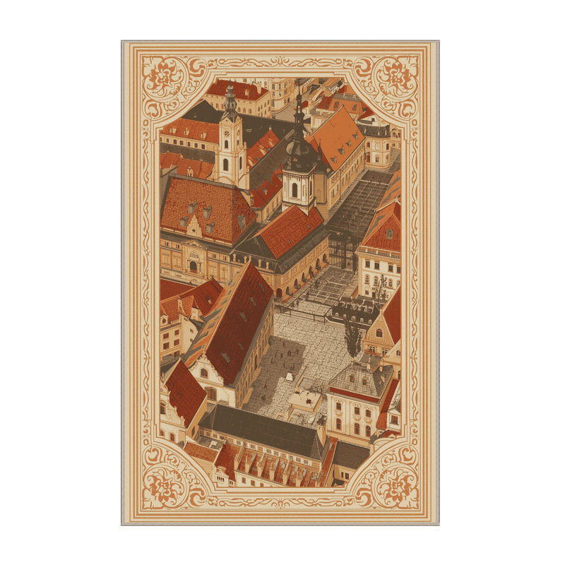 Tapis moelleux moelleux à motif rétro de style rétro Old Town Queanbeyan, 6 X 9