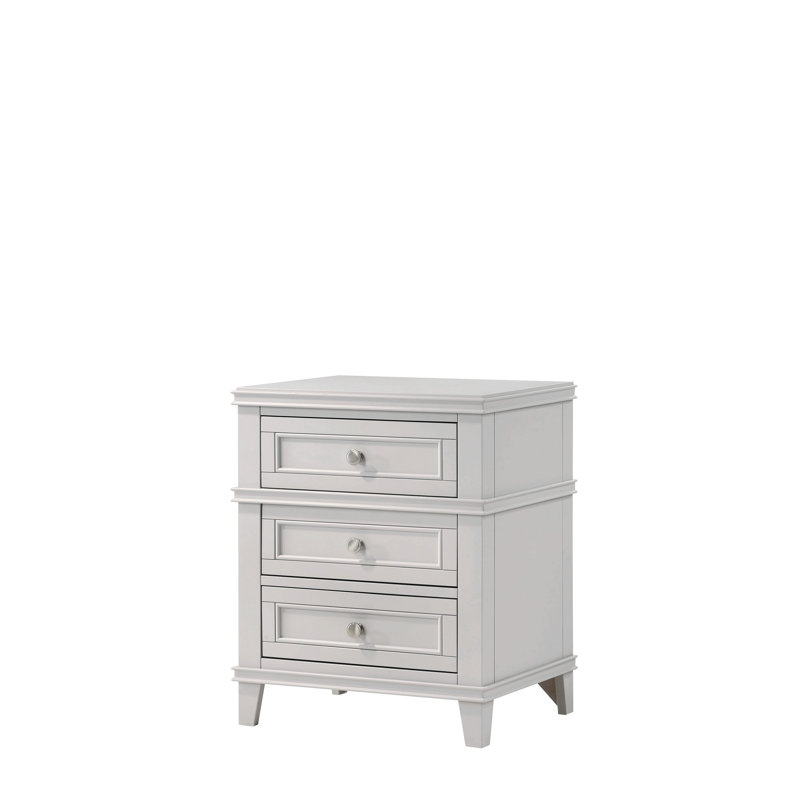 Deguzman 3 Drawer Nightstand W/USB, Grey