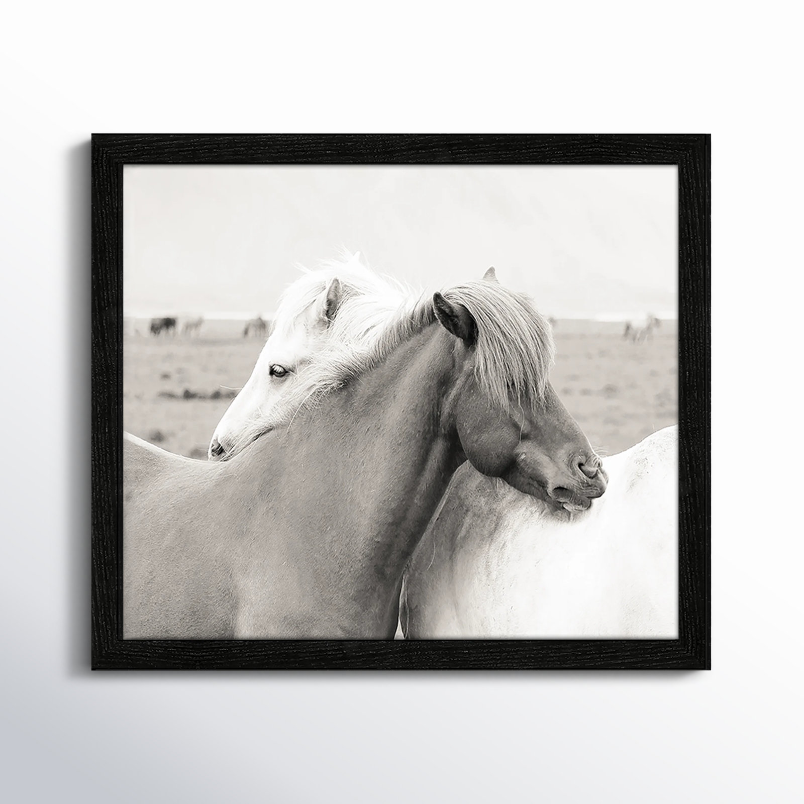 Melanie "Icelandic Meadow Horses" Print, 13" H x 15" W x 0.75" D, Black Wood Grain Framed