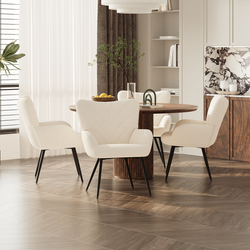 Modern Upholstered Dining Side Chair with Metal Legs - Comfortable Accent Chair for Kitchen or Dining Room, Beige