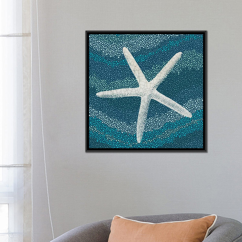 Sea Glass IV, impression sur toile tendue, H 26 po x l 26 po x P 1,5 po, Toile avec cadre noir, Pas de tapis