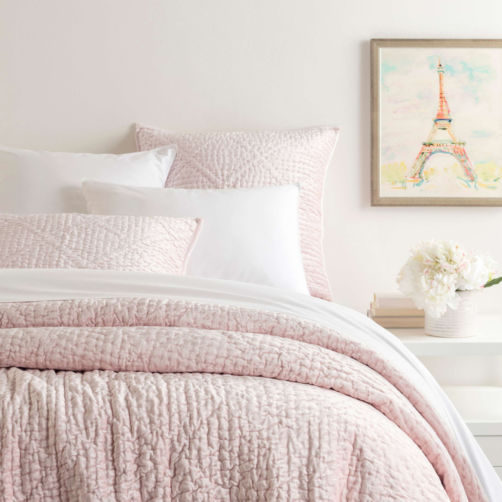 Parisienne Velvet Quilt Set, Full/Queen Quilt, Slipper Pink