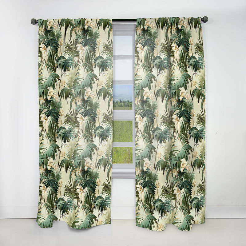 Iyana Whispering Palms Tropical Pattern I - Tropical Curtain - Velvet Room Darkening - 1 panel, 52" W x 84" L