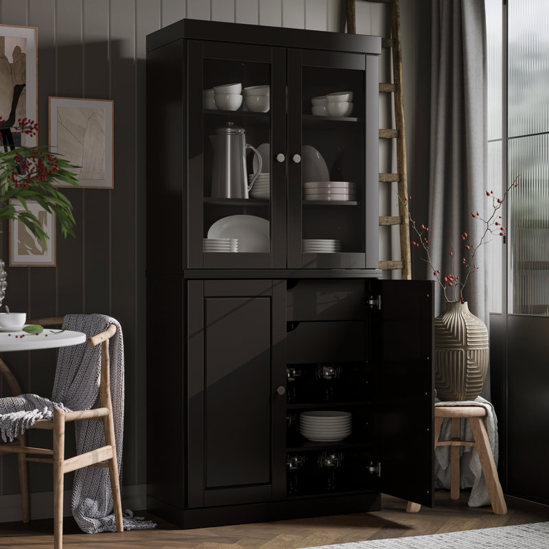 Armoire garde-manger 100% bois massif Kaniesha Palace Imports, Noir