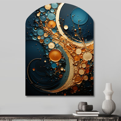 Drayton - Arch Abstract Spirals Metal Wall Art, Asymmetrical Metal Wall Sculpture Print