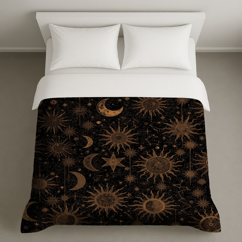 Celestial Sun Moon Pattern Duvet Covers, Queen
