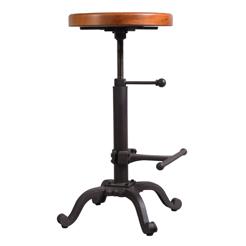 Dicle Swivel Adjustable Height Counter Stool with Metal Frame, Light Brown/Dark Brown