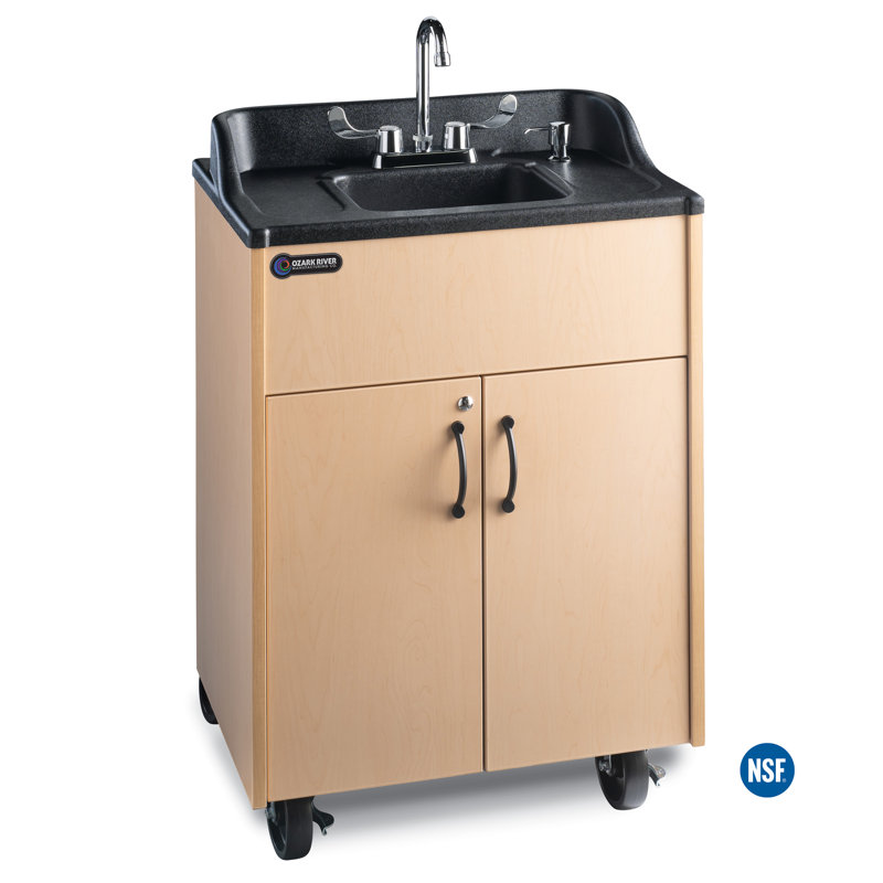 Éviers portatifs Ozark River Premier, comptoir et lavabo en stratifié d'érable en érable, station de lavage mobile à eau chaude avec réservoirs d'eau, lavabo portatif avec roulettes certifié NSF, série Premier