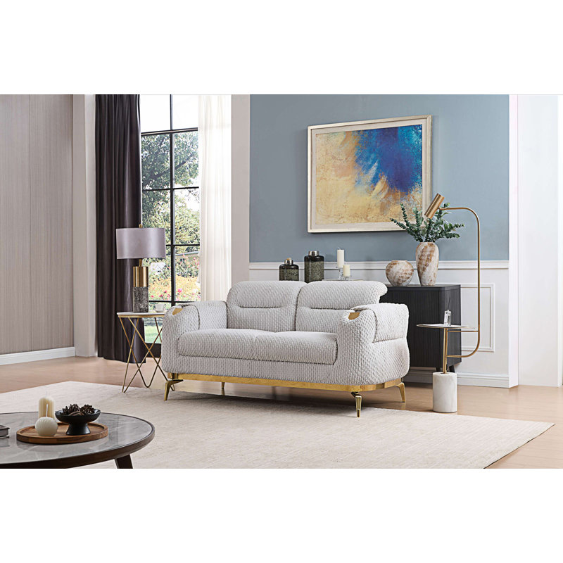 Causeuse de style moderne avec des accents dorés, Gris