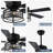 52in. Modern Crystal Ceiling Fan with Remote, Black 6-speed DC Motor Reversible Caged Ceiling Fan for Bedroom