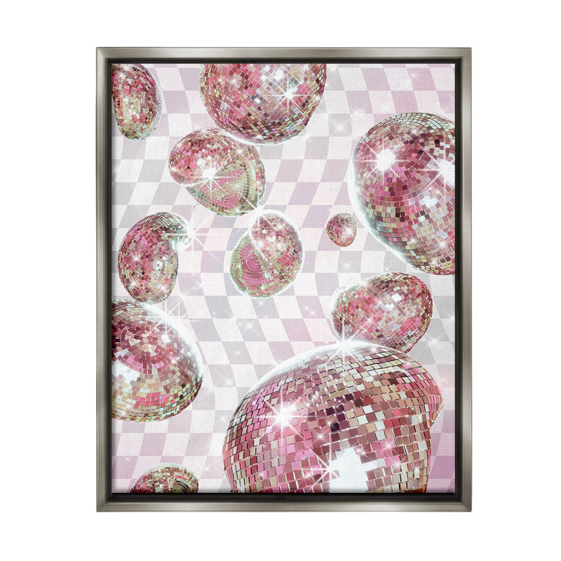 «Pastel Disco Ball Motif Floater Frame» par Ziwei Li sur toile, Cadre flottant gris lustré, H 31 po x l 25 po