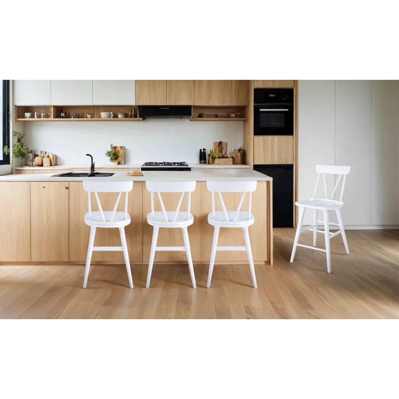 Chaise de tabouret de bar Brentyn, Blanc, 4