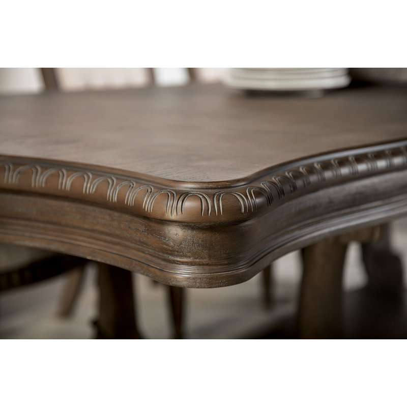 107.6" W Rustic Dining Table, Weathered Oak