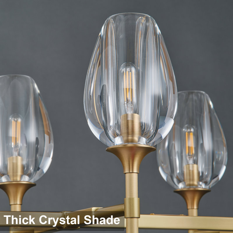 Michail 8-Lights Crystal Chandelier Pendant Ceiling Light for Dining Living Room, Gold