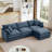 Modular Sectional Sofa, 102 Inch L Shaped Couch Set For Living Room, 3-Seater Comfy Cloud Couches With Movable Ottoman, DIY Combination, Chenille, Blue-1826750975