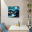 Moonlit River & Pine Trees,Built-In Wooden Frame Wall Art,16 X 16