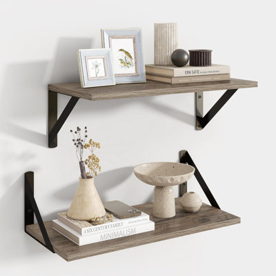 Floating Shelves For Wall, Set Of 2 Wall Mounted Shelves For Living Room, Bedroom, Home Office, Bathroom, Bookshelf, And Decor