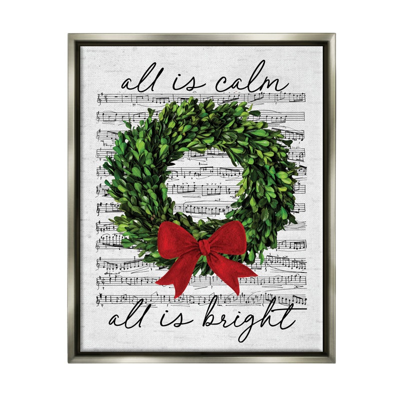 All All Bright Holiday Music, H 31 po x l 25 po x P 1,7 po, Cadre flottant gris lustré