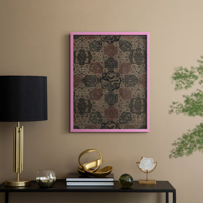 «Vintage Abstract Print CII», reproduction encadrée - bois massif