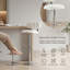 Ensemble de deux tabourets de bar modernes à hauteur réglable avec revêtement en similicuir et base chromée avec repose-pieds intégré pour îlots de cuisine et bars résidentiels-1397421075