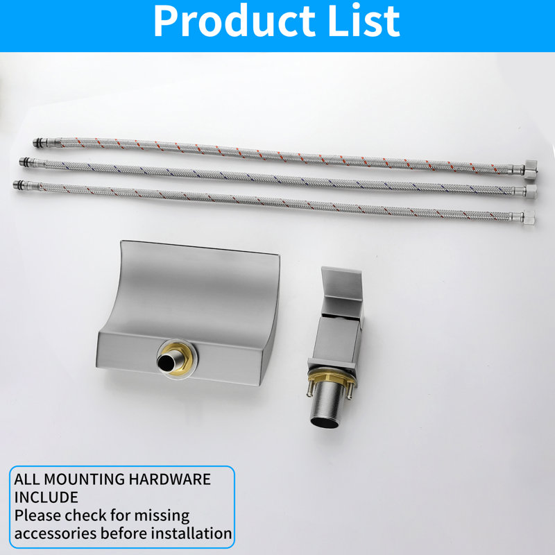 Waterfall Single-Handle Bathroom Faucet Set, Brushed Nickel