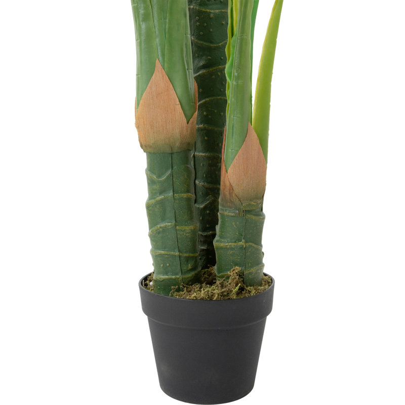 47" Potted Two Tone Green Wide Taro Leaf Artificial Floor Plant