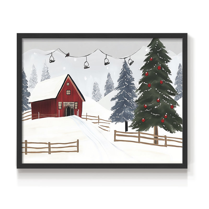 Art de Noël - Dxxx - reproduction encadrée, H 11 po x l 14 po, Noir, noir, noir, noir