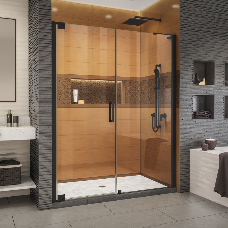 Elegance-LS 58.5" W x 72" H Pivot Frameless Shower Door with ClearMax™ Technology, Matte Black