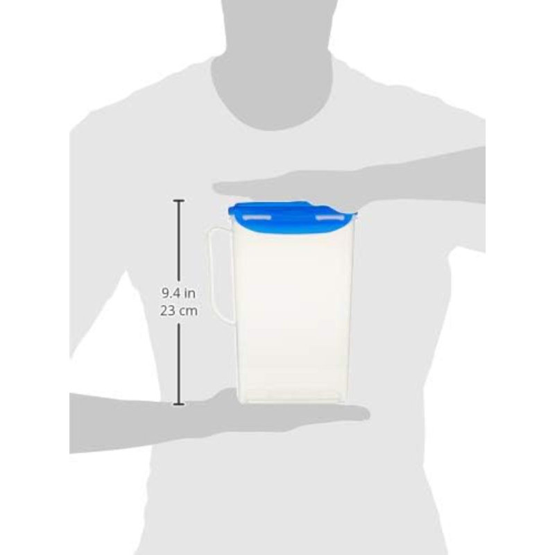 Carafe à eau avec poignée en plastique Aqua, Bleu, H 9,2 po x l 7,4 po x P 3,9 po
