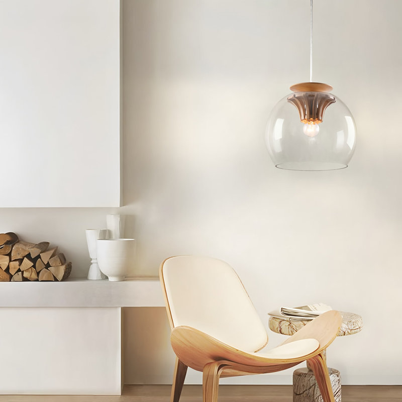 Luminaire suspendu en bois massif Farmhouse Industrial