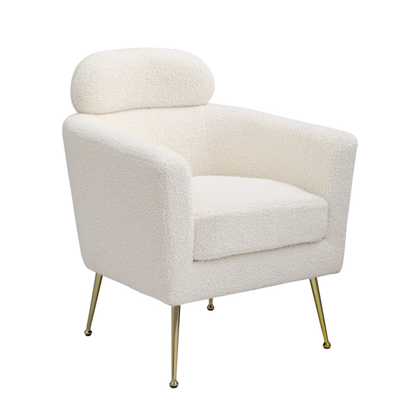 Fauteuil demi-tonneau Martain, Blanc cassé