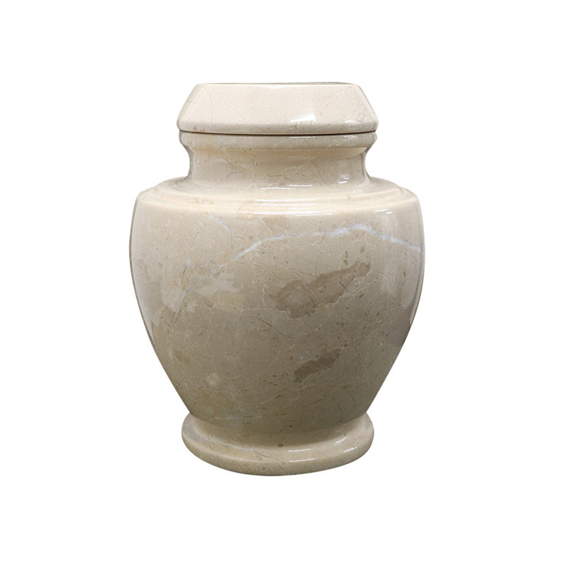 Urne de crémation décorative en marbre pour adultes, motif marbré beige, grande capacité