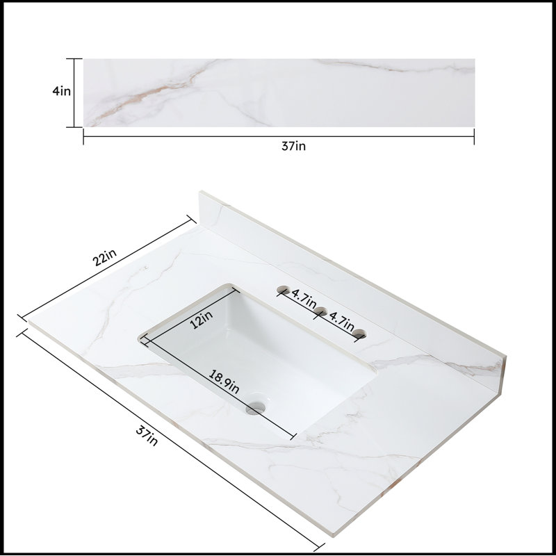 Sabbah 37.00'' Ceramic Single Bathroom Vanity Top with Sink
