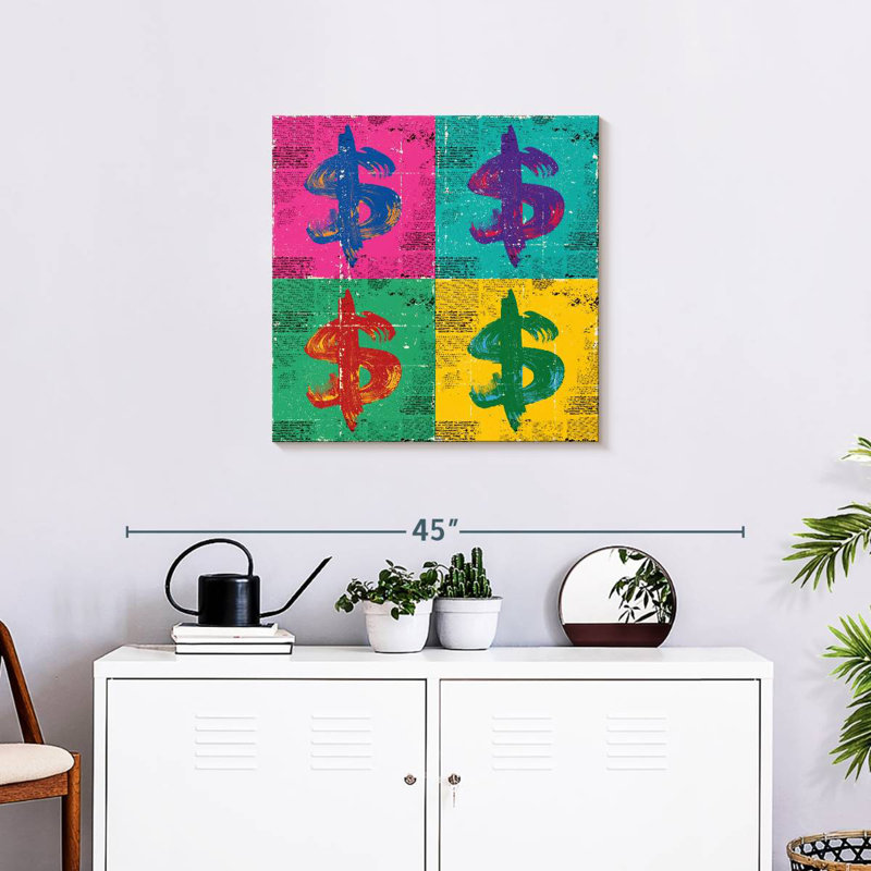 Kerner Grungy Dollar Signs, 24" H x 24" W