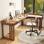 Bureau en bois massif en L de couleur noyer clair avec 3 tiroirs-90081307-90081311