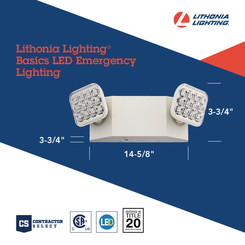 Off White Hardwired Dual Lamp LED Emergency Light