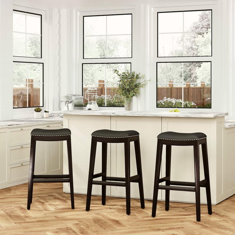 Tabouret 30 ", siège en cuir